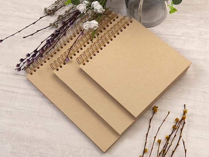 potricher 12 x 12 Inch Large DIY Scrapbook Photo Album 80 Pages Thick Kraft Blank Yellow Paper Memory Book for Wedding and Anniversary Family (Yellow, 12 Inch)