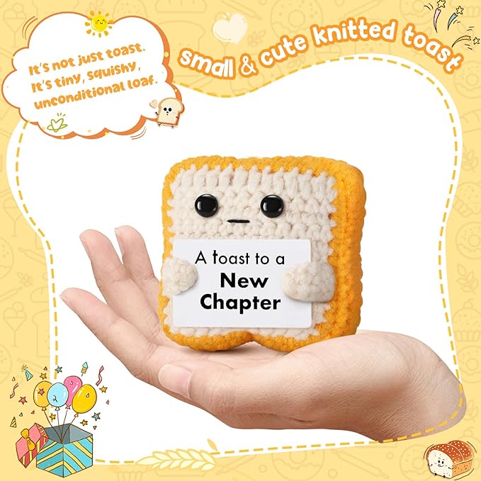 Encouragement Gift for New Chapter - Funny Crochet Toast for New Job, Graduation, Retirement, Sobriety - Unique Good Luck Keepsake & Card Alternative for Women, Men, Friend, Coworker