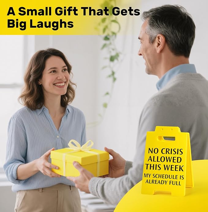 Funny Office Desk Decor No Crisis Allowed This Week Sign, Fun Gag Gifts for Coworkers Teammate Employee Boss Lady Manager Principal, Desk Accessories for Work, Cubicle Decor Birthday Gifts for Women Facility Administrator, Team Office Supplies