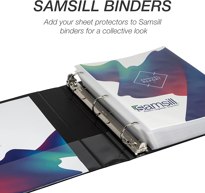 Samsill 200 Pack Sheet Protectors, 8.5x11 Inch Page Protectors for 3 Ring Binder, Standard Weight, Non-Glare Protector, Letter Size, Top Loading, Acid Free