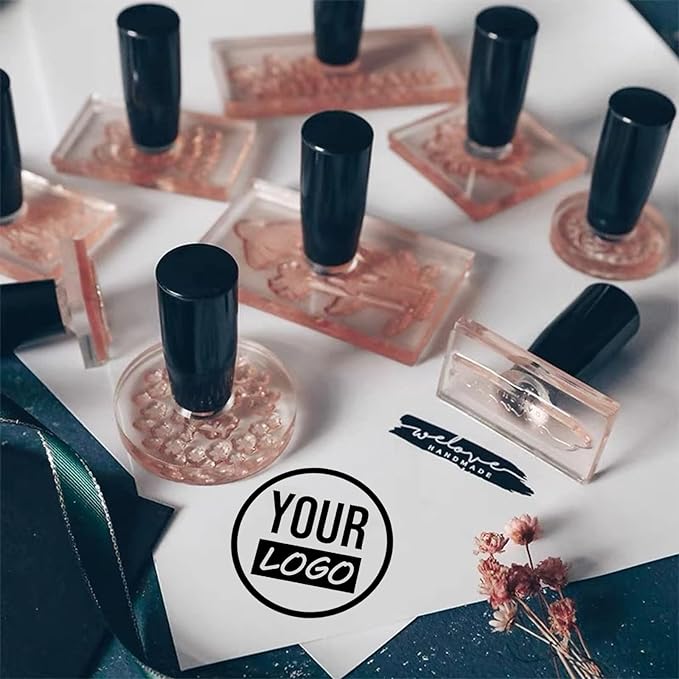 Custom Stamp with Logo Text - Personalized Rubber Stamp with Handle - Address Stamps for Business or Crafting - Square 2"