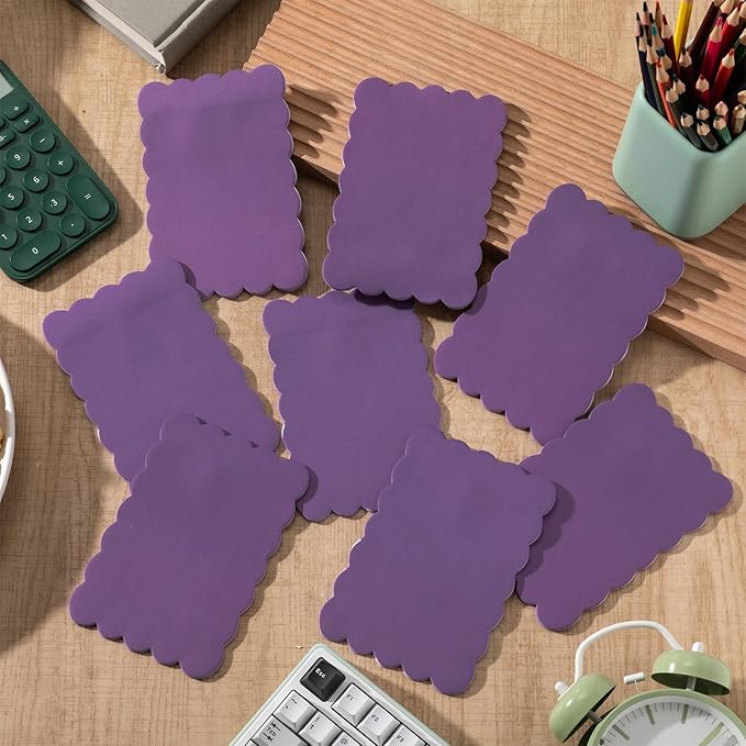 Eaasty 8 Pack Scalloped Sticky Notes Bulk Christmas Cute Self Sticky Note Pads Multi Color Bright Vintage Note Pads or School Office Supplies 240 Sheet(4" X 6",Purple Color)