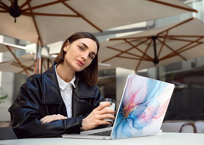 DONGKE Compatible with M4 MacBook Air 15 inch Case 2025-2023 A3241 A3114 A2941 M3 M2 Retina Display Touch ID, Plastic Hard Case & Keyboard Skin for MacBook Air 15" - Soft Flowing Colors