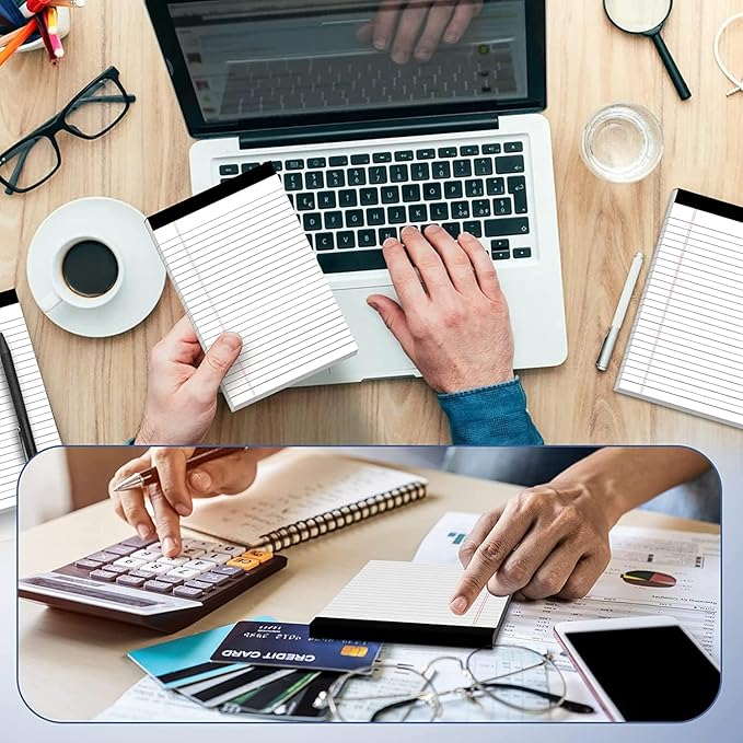 5" x 8" Note Pads 6 Pack of Legal Pads 30 Sheets Notepad College Ruled Small Writing Pads Perforated Pages Paper Pads 80GSM Heavyweight Paper Note Pads for Home, Office, or School