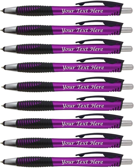 Personalized Stylus Pens with Your Custom Logo or Text-250 Pack Bulk-for Businesses, Parties, and Events, 2 in 1 Capacitive Stylus & Ballpoint Pen Compatible with Most Touchscreen Devices, Purple