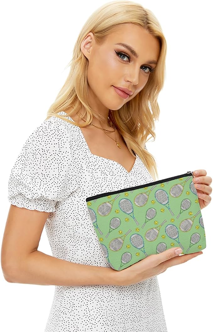 6 PCs Tennis Gifts, Inspirational Tennis Makeup Bag, Tennis Accessories Tennis Gift Cosmetic Bag Toiletry Bag, Tennis Player Graduation Birthday Gifts for Women Girls Tennis Lovers Sister Tennis Team