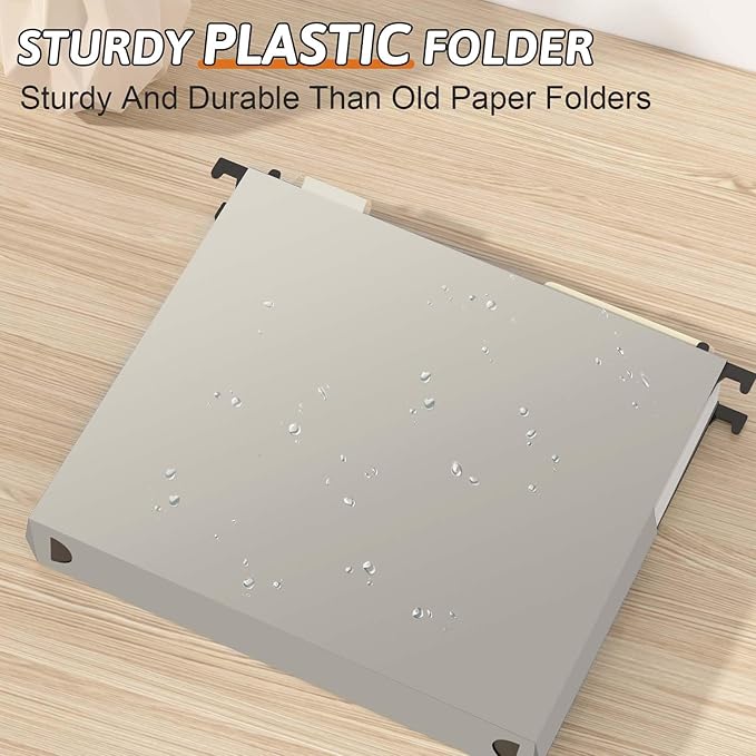 Plastic Extra Capacity Hanging File Folder Letter Size,12 Pack Reinforced Expandable Hanging Folders,Heavy Duty 2 Inch Expansion,Adjustable Tabs,Hanging Organizer Designed for Bulky Files(Gray)