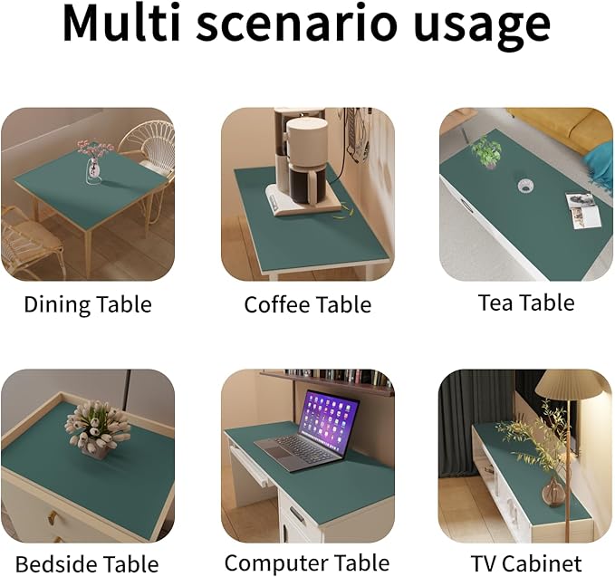 Leather Table Cover,1.8mm Thick,36x60 Inch Table Protector,Table Protector for Dining Room Table,Dining Table Cover,Table Cover Protector,Table Pad,(Aqua Blue+Gray,36x60)