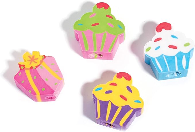 Anderson's Birthday Eraser Tub, Pencil Toppers, Bulk Birthday Gifts, 108 Pieces