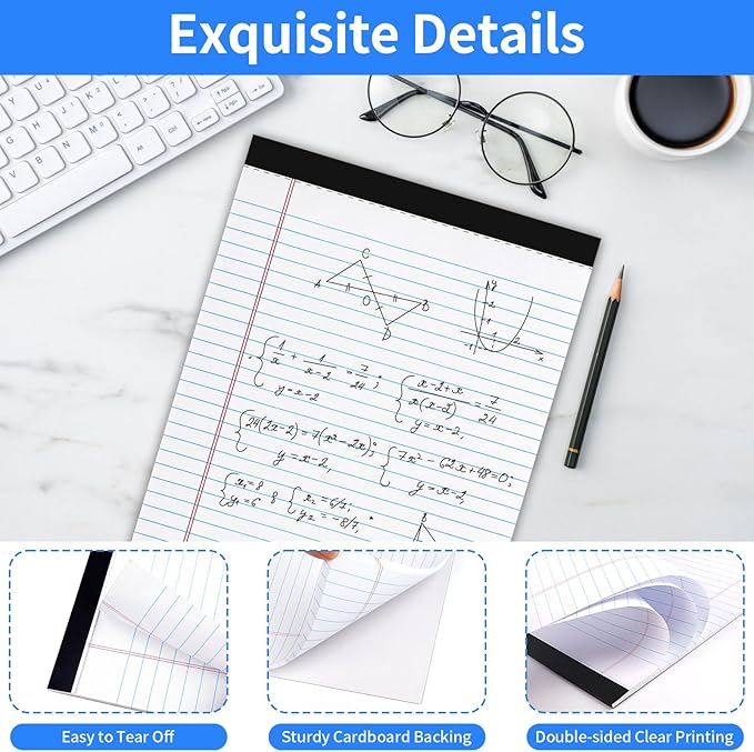 WINKIO Legal Pads Refills Note Pads, Writing Pads, Memo Pads Lined Writing Note Pads Letter Size Legal Pad College Ruled Pads Legal Rule for School Office Supplies