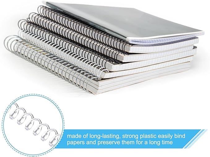 PATIKIL 6mm(1/4") Plastic Spiral Binding Coils, 20 Pcs Binding Spirals 30 Sheet Capacity 4:1 Pitch Binding Spirals for Binding Paper Sheets, Transparent