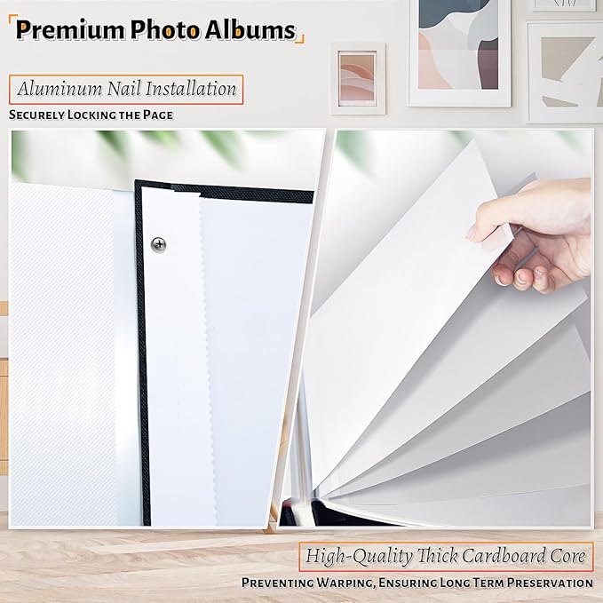 Photo Album Self Adhesive Scrapbook,120 Pages Large Photo Book for 4x6,5x7,8x10 Pictures,DIY Album for Baby Wedding Family Travel Birthday,with Metallic Pen and Scraper