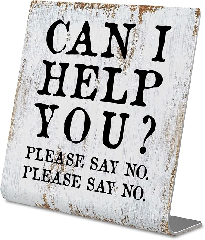 Funny Desk Signs for Work Office, Can I Help You Please Say No Sign,Office Humor Signs, Work Office Decor for Women Men,Office Desk for Colleague Coworker Friend,Decor Sign Plaque XB273
