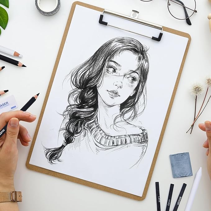 Charcoal Drawing Set, 19 Pieces, Black & White Charcoal Pencils for Drawing, Sketching, Shading, Blending, Artist Pencils for Beginners & Pro Artists