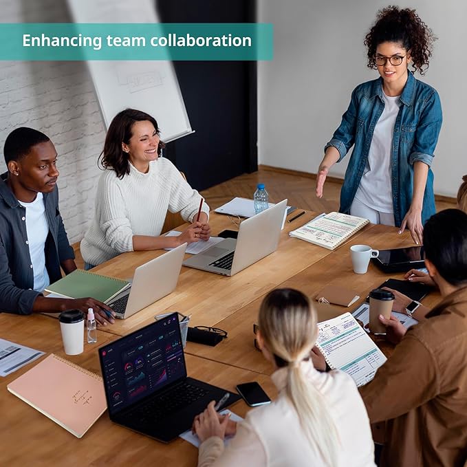 6 Pack of Meeting Notebook for Work Organization - Work notebook with action items, Meeting Minutes Planner Notebook, Perfect Office Supplies for Men & Women - Pink