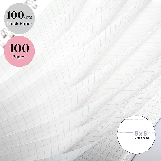 Yoment Graph Paper Notebook Spiral Notebook 8.5 x 11 A4 Large Grid Paper Notebooks, 100 GSM Thick Graph Paper, Plastic Cover Graphing Notebook for Work School Engineering, A4 Black