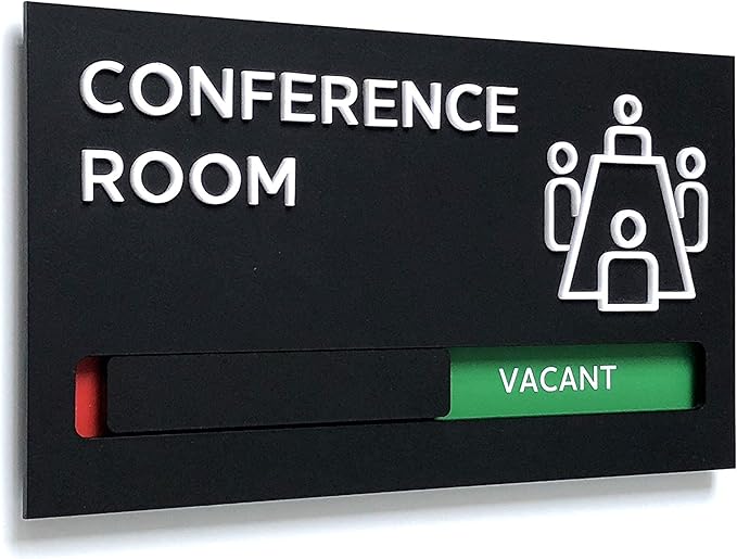 Kubik Letters Premium Conference Room Sign - Do Not Disturb Sign - Meeting in Progress Door Sign - Office Sign - Sign Out - Office Door Sign - Door Signs for Office - Occupied Sign - Do Not Disturb Door Sign