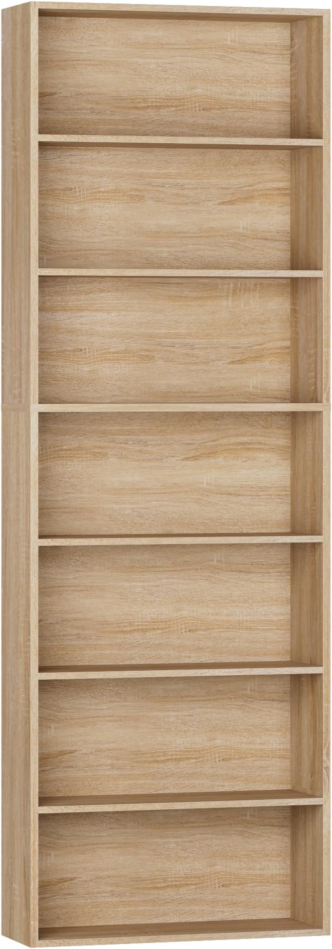FACBOTALL 82" Tall Bookshelf, 7-Tier Open Shelves Bookcase, Freestanding Display Storage Shelves, Tall Bookcase Home Decor Furniture for Home Office, Living Room, Bedroom, Light Oak