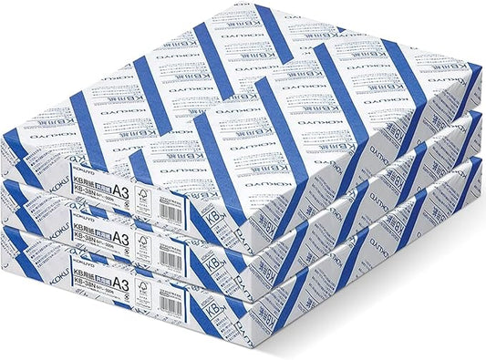 Kokuyo A3 (11.7 in x 16.5 inches) KB Paper, 3 Ream (1500 Sheets), 80 Bright - Perfect for Engineering technical drawings - FSC Certified, Japan Import (KB-38N)