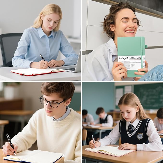 A5 Lined Journal Notebooks for Work, 192 Pages, Medium 5.7 x 8.3inch, College Ruled, Vegan Leather Hardcover Journals for Women Men,1 Pack