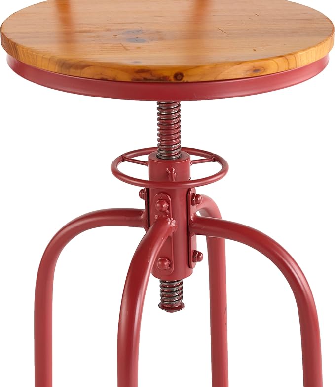 The Lakeside Collection Adjustable Swivel Stool with Back - Red