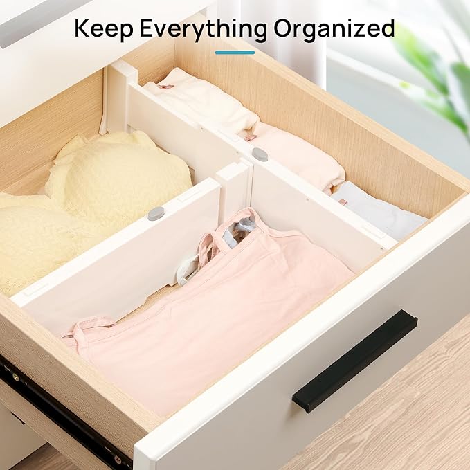 Vtopmart 4 Pack Drawer Dividers for Clothes, 4" High 11.6"-17" Adjustable Expandable Dresser Drawer Organizer, Plastic Drawers Separators for Dresser, Baby Clothes, Underwear, Kitchen & Office Storage