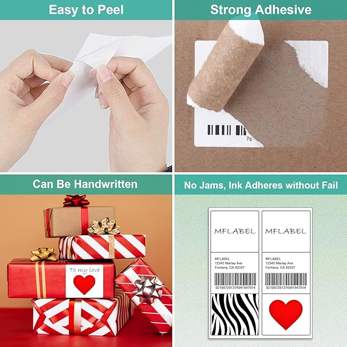 M Flabel 3¾ "" x 4 "" Shipping Address Labels - FBA Ready, 6-Up Sticker, White, Easy Peel, Laser/Ink Jet, 6 Per Page (21000 Labels, 3500 Sheets)