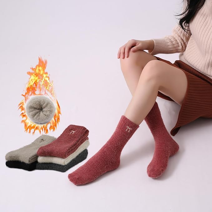5 Pairs Fuzzy Soft Cozy Comfortable Socks for Women, Casual Sleep Comfy Socks, Perfect Warm Winter Gifts for Women