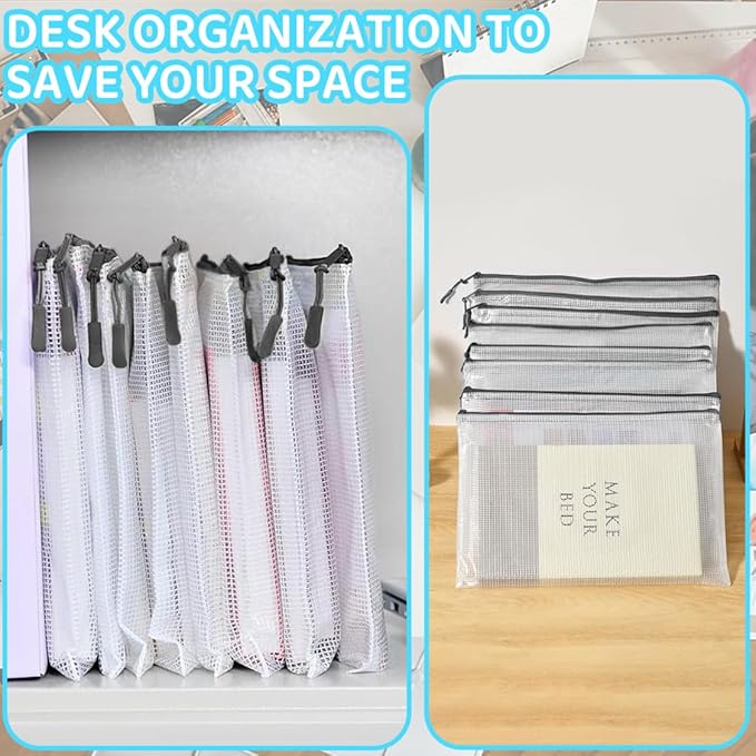 24pcs Mesh Zipper Pouch Bags, Large A3 17x12 Inches Reusable Bags Puzzle Storage Organizer Black Multipurpose for Travel Board Games School Office Supplies and Home Classroom Organization