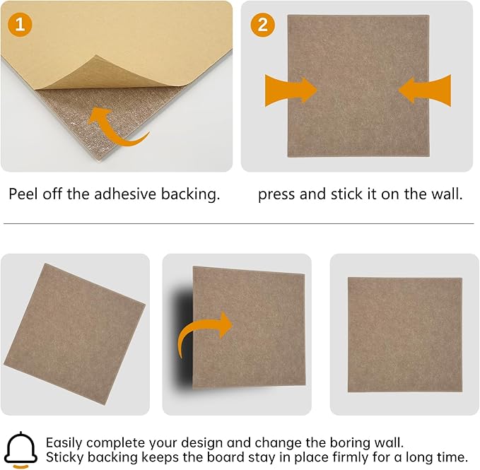 Large Cork Board for Office 48 x 36 in, Brown Bulletin Board, 12 Pack Felt Wall Tiles with Pushpins, Cork Boards for Wall Pin Board Tack Board Cork Boards