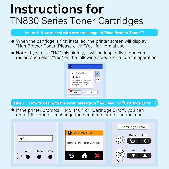 LEMERO UEXPECT Compatible for TN830XL Toner for Brother Printer Replacement for TN830XL TN 830XL TN-830XL Toner use with HL-L2460DW DCP-L2640DW HL-L2405W MFC-L2820DW HL-L2400D HL-L2480DW(Black,2 Pack)