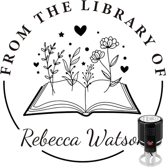 Custom Self-Inking Stamps | Personalized Book Stamp Gift for Book Lovers | 5 Ink Colors (Style08)