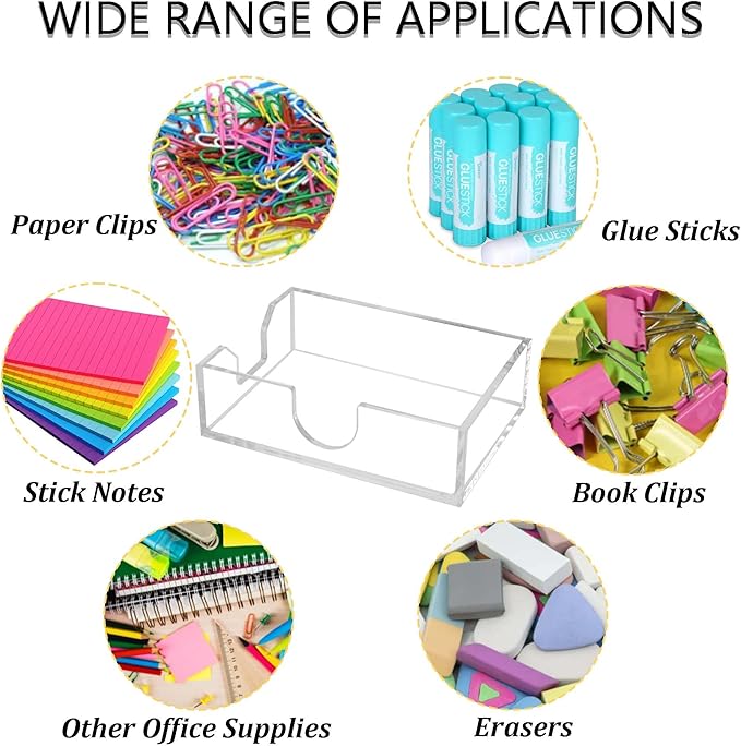 4x6 Acrylic Memo Holder with Sticky Notes for Desk , Clear Sticky Note Dispenser with Adhesive Notepad, 4x6 Acrylic Notepad Holder Desk Organizer for Office Home School (DP027)