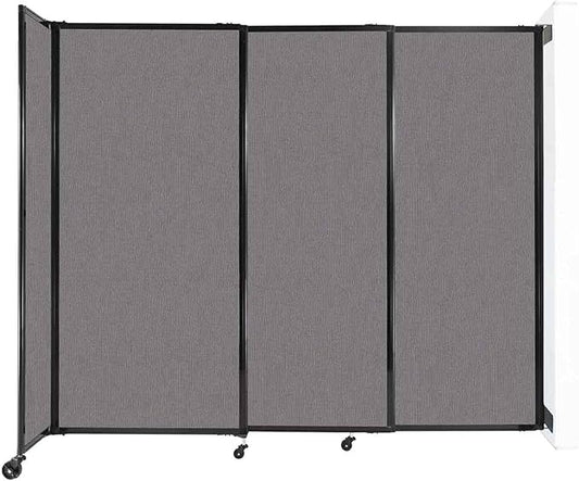 Wall-Mounted Sliding StraightWall Room Divider | Adjustable Widths | Locking Wheels | Room Separator | Up to 7'2" Wide x 6' Tall Slate Fabric Panels