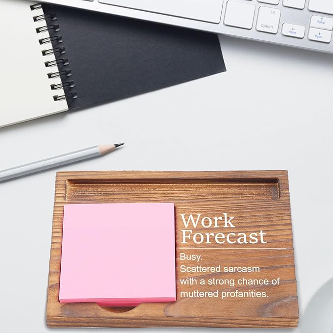 Work Forecast Sticky Note Holder, Funny Office Desk Organizer, Sarcastic Work Gift for Coworkers, Boss, Employees, Self-Stick Note Pad Holders EDP125