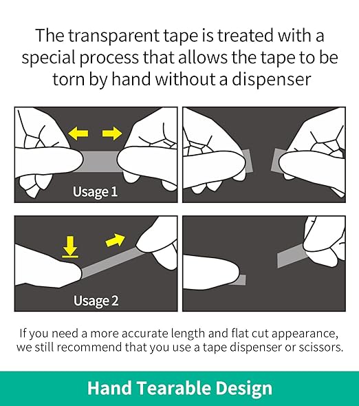12 Rolls Transparent Tape Refills, Clear Tape Dispenser Refill Rolls, Glossy Gift Wrap Tapes for Office, School, Home, 3/4 x 1000 Inches