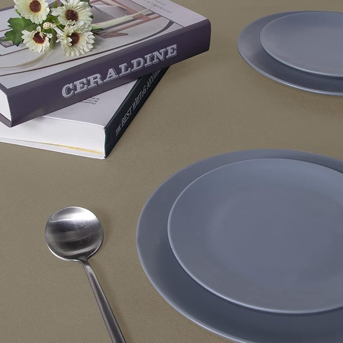 sancua Rectangle Tablecloth - 60 x 102 Inch - Stain and Wrinkle Resistant Washable Polyester Table Cloth, Decorative Fabric Table Cover for Dining Tables, Buffet Parties and Camping, Taupe