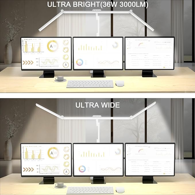 36 W 3000 LM Ultra Bright Architect Desk Lamp with Base, 47.4 Inch Wide Tall Overhead Desk Light for Home Office, Dimmable Table Light with Remote for Desktop Working,Drafting,Reading
