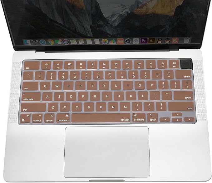 MOSISO Keyboard Cover Skin Compatible with MacBook Air 15 inch M3 A3114 M2 A2941/Air 13.6 A3113 A2681/Pro 14/16 M4 M3 M2 M1, Caramel Brown
