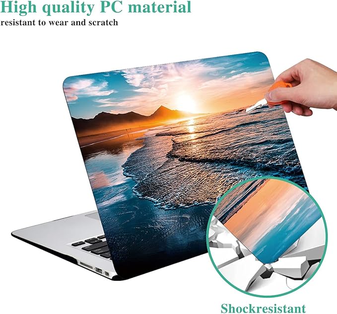 DTangLsm Compatible with MacBook Pro 16 inch Case 2025 2024-2021 M4 M3 M2 M1 A3403 A3186 A2991 A2780 A2485 Pro Max, Slim Protective Plastic Hard Shell Case & Keyboard Cover for MacBook Pro M4, Beach