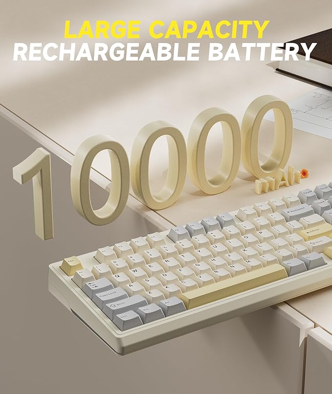 KI99 Pro 96% Wireless Mechanical Gaming Keyboard, Creamy Keyboard with Number Pad, Hot-Swappable Pre-Lubed Switches, Gasket Structure RGB Keyboards for Gamer/PC/Laptop(Beige White)