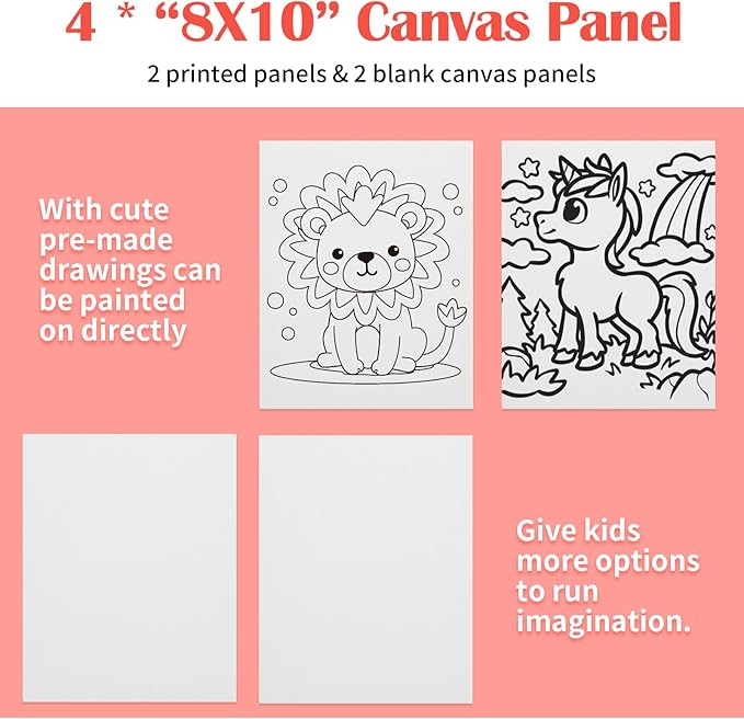 Falling in Art 52Pcs Acrylic Paint Set with Table Easel, Art Painting Kit with Acrylic Paints, Canvas Panels, Paintbrushes, Canvas Supplies Kit for Kids, Adults, Beginners, and Artists, Red