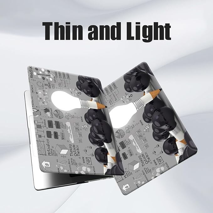 DTangLsm Compatible for 2025 MacBook Air 13 inch Case 2024-2022 M4 M3 M2 A3240 A3113 A2681 with Touch ID, Clear Slim Plastic Hard Shell Case&Keyboard Skin for MacBook Air 13.6 M2 Cover, Creative Bulb