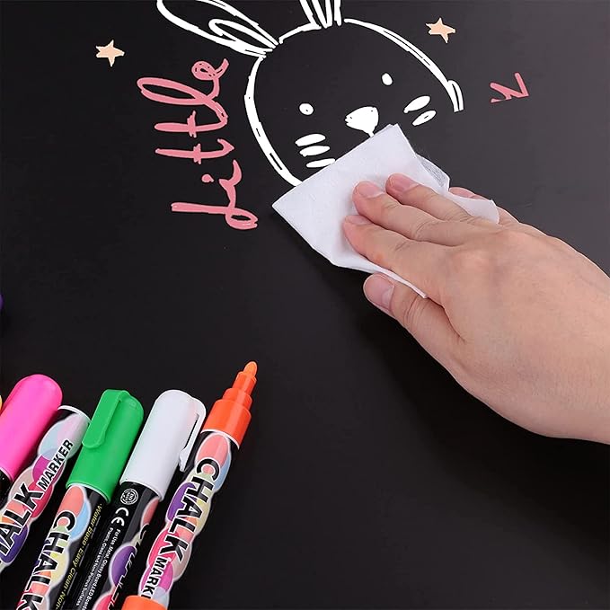 SMOOTHERPRO Liquid Chalk Marker Set 8 Colors 6mm Hightlight Blackboard Colorful Markers for Store Promotion, Menu Board, Art Decoration, Advertisement, Chalkboard (Black)