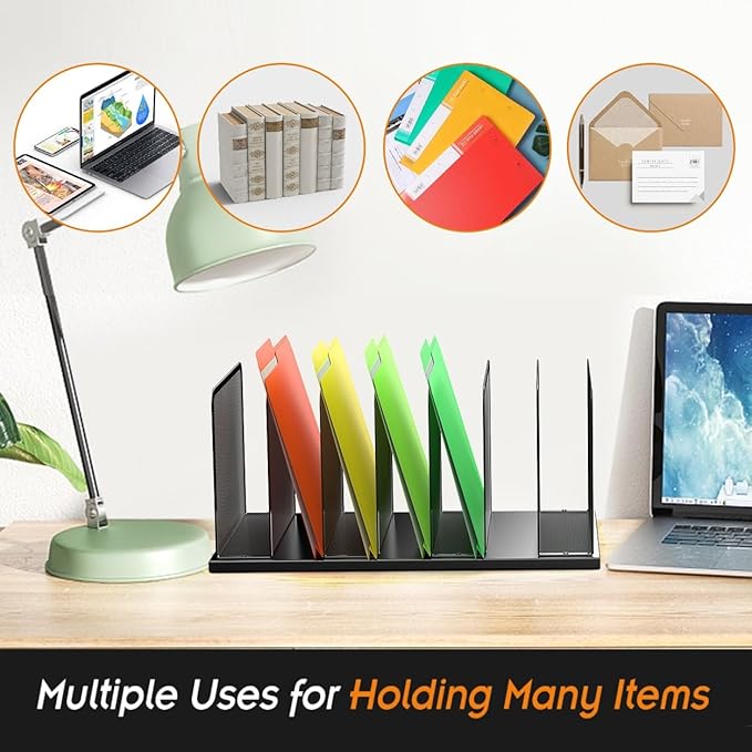 Kuntine.B Desk File Organizer 7 Upright Mesh Desktop Organizer File Sorter Office Organization File Holder for Home, Office & Classroom