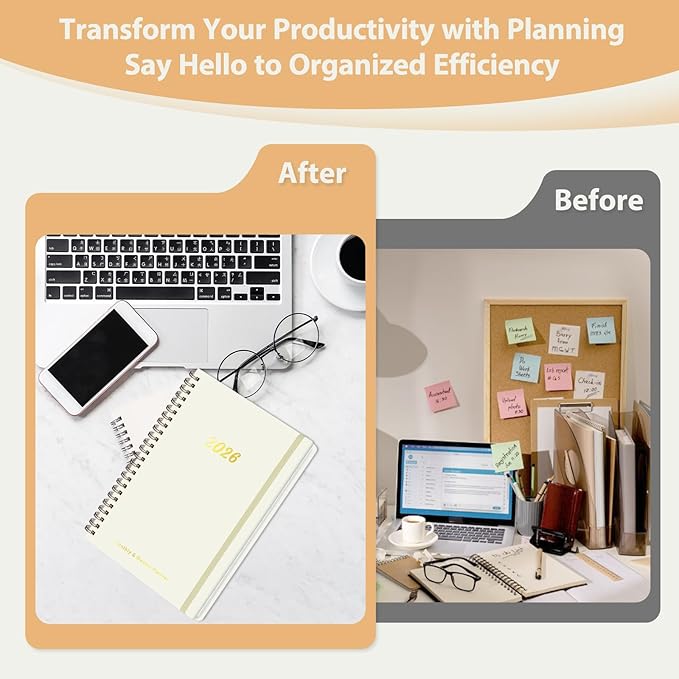 2026 Planner, Weekly and Monthly Calendar Planning Agenda, Jan 2026 - Dec 2026, Academic Planner Book, Desk Accessories and Office Supplies for women & men - A5 (6.3'' x 8.5'')