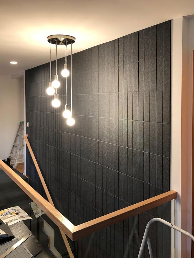 Large Cork Board Alternative - 24-Pack Felt Wall Tiles with Safe Removable Adhesive Tabs, Cork Wall Tiles Bulletin Board Home Office Essentials - Gray Black