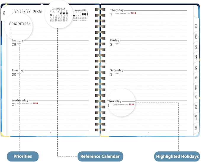 2026 Planner, Weekly and Monthly Calendar Academic Planner, Jan 2026 - Dec 2026, Planning Agenda Book for Desk Accessories and School Supplies - A5 (6.3'' x 8.5'')