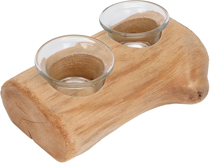 2 Hole Wooden Candle Holder Pastoral Style Simple Elegant Christmas Candleholder Dining Table Decoration