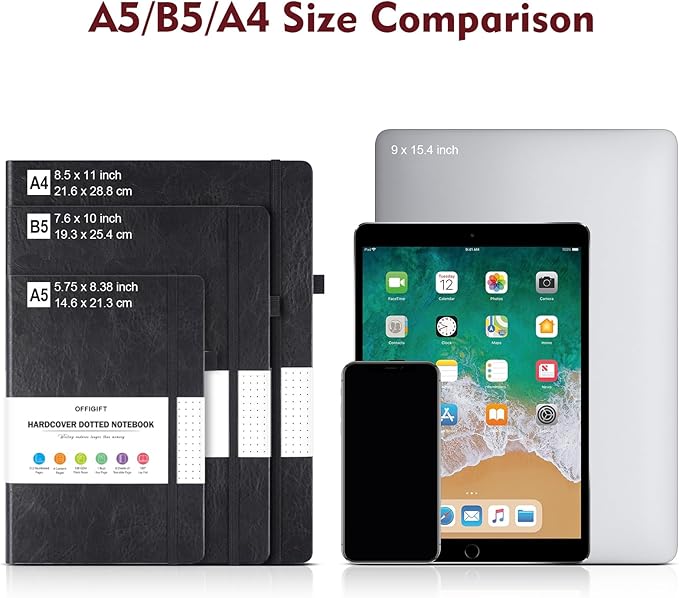 Dotted Journal Notebook, 312 Numbered Pages Large B5 Hardcover Leather Notebook, 100gsm No Bleed Paper Dot Grid Notebook with Index Pages, Dot Journal for Women Men, 7.6'' X 10'', Burgundy